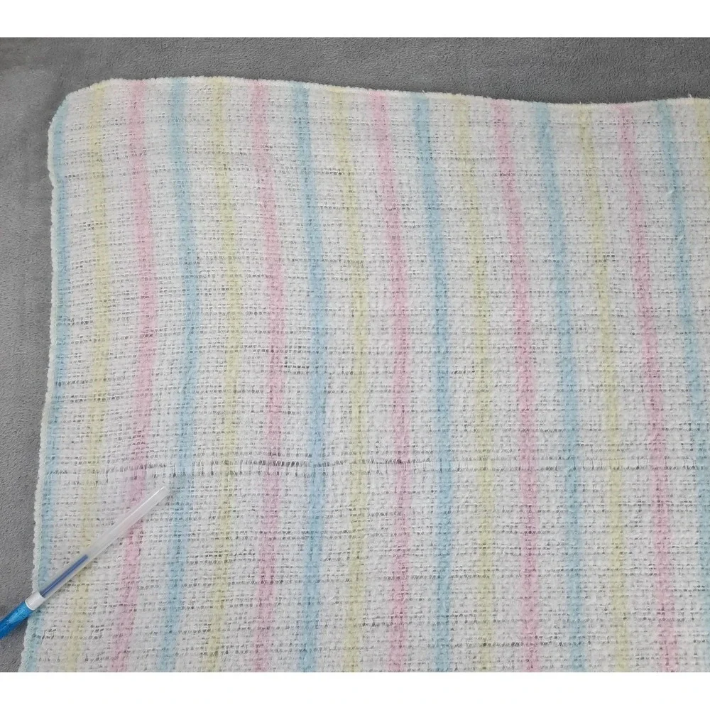 Vintage Pastel Stripe Baby Receiving Blanket Acrylic Waffle Weave Nursery 80s